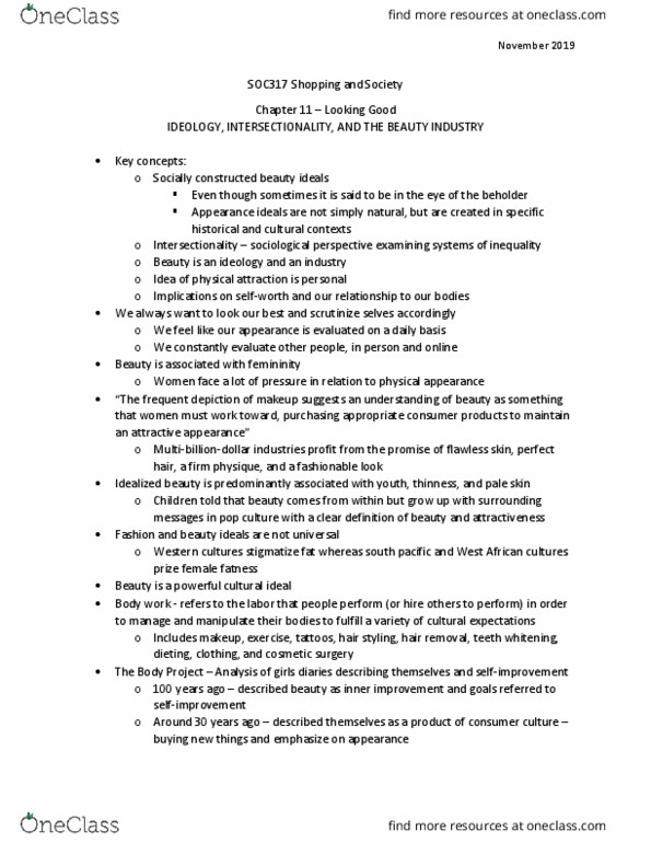 SOC317H5 Chapter Notes - Chapter 11: Tooth Whitening, Plastic Surgery, Hair Removal thumbnail