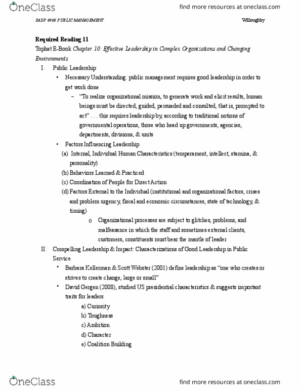 PADP 6960 Chapter Notes - Chapter 11: David Gergen, Public Administration, Triage thumbnail