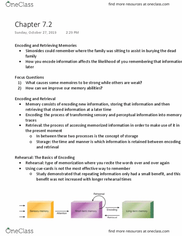 PSYA01H3 Chapter Notes - Chapter 7.2: Self-Reference, Memory Consolidation, Amygdala thumbnail