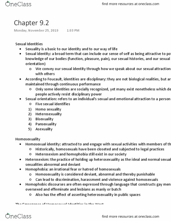 SOCA03Y3 Chapter Notes - Chapter 9.2: Heterosexism, Sexual Identity, Pansexuality thumbnail