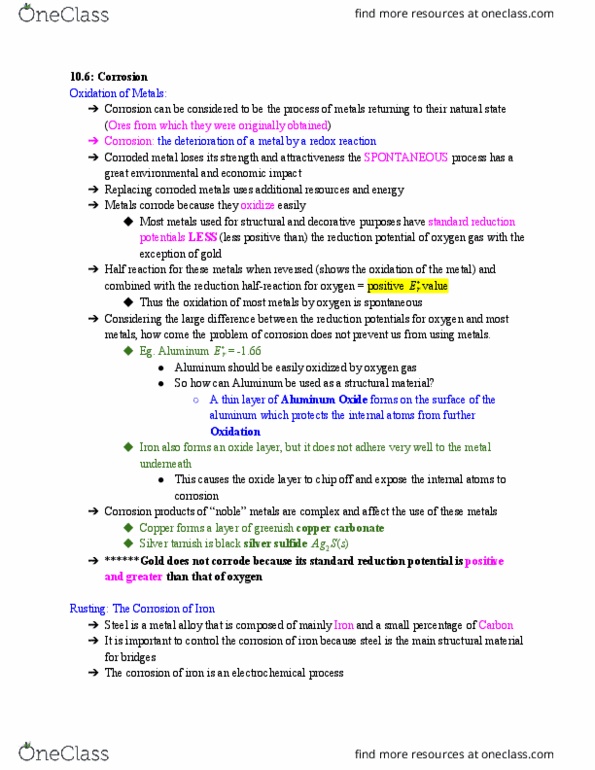 CHMI-1006EL Lecture Notes - Lecture 5: Reduction Potential, Silver Sulfide, Redox thumbnail