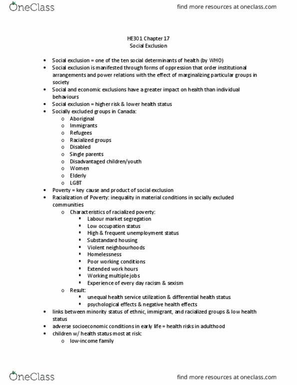 HE301 Chapter Notes - Chapter 17: Economic Inequality, Racialization, Determinant thumbnail