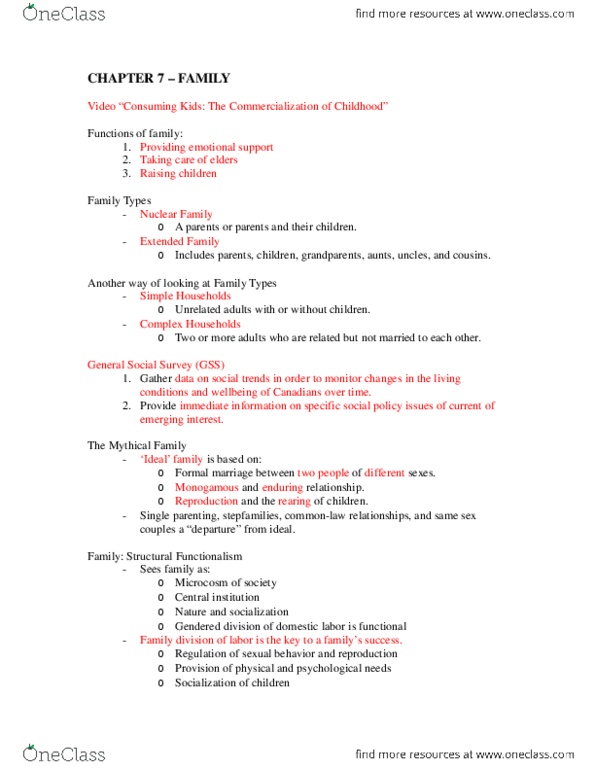 SOC100 Lecture Notes - Exogamy, Endogamy thumbnail