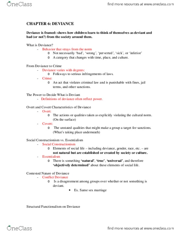 SOC100 Lecture Notes - Essentialism, Erving Goffman thumbnail