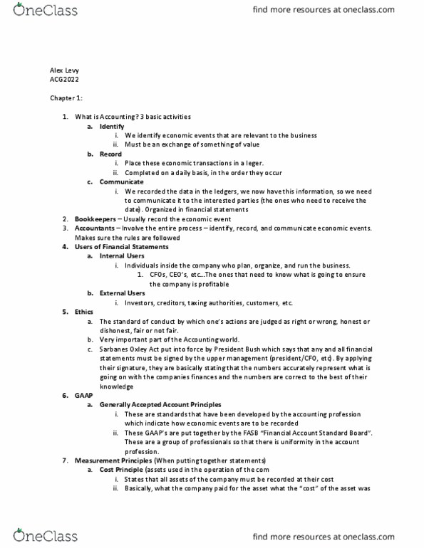ACG 2021 Lecture Notes - Lecture 1: Sarbanes–Oxley Act, Financial Statement, Retained Earnings thumbnail