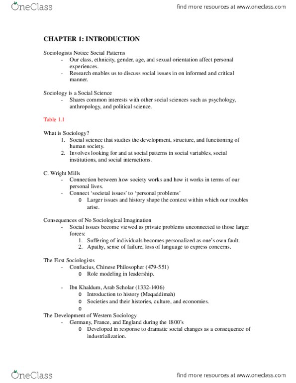 SOC100 Lecture Notes - Anomie, Macrosociology, Microsociology thumbnail