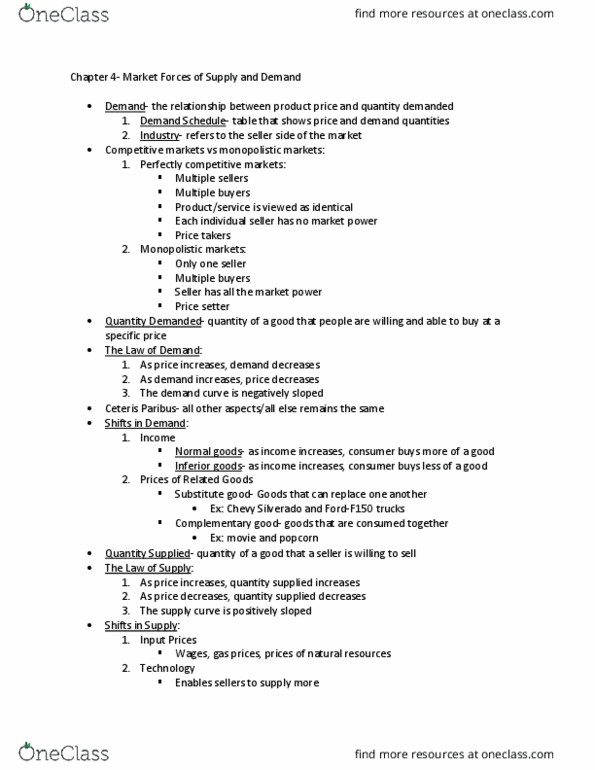 ECON 202 Lecture Notes - Lecture 2: Demand Curve, Complementary Good, Market Power thumbnail