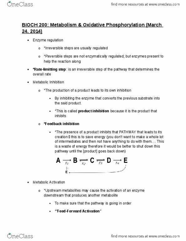 BIOCH200 Lecture Notes - Phosphorylation, Gluconeogenesis, Enzyme thumbnail