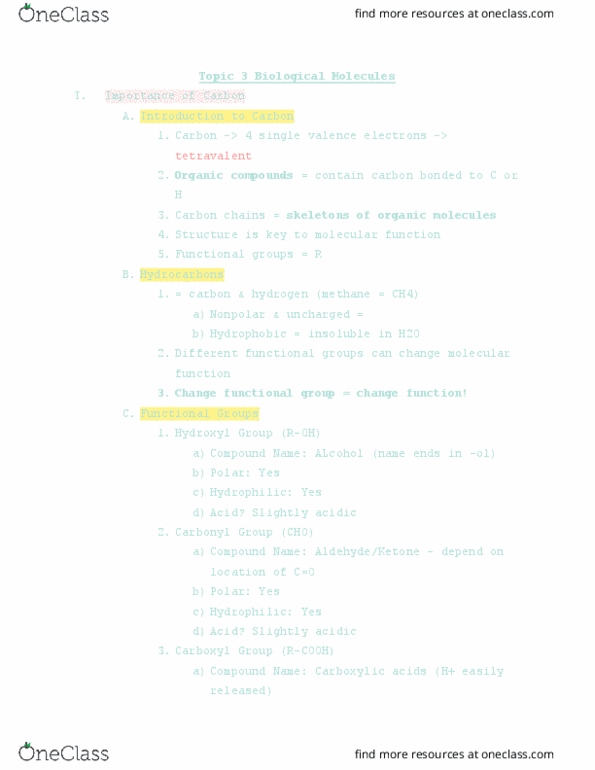 01:119:115 Lecture Notes - Lecture 3: Carboxylic Acid, Hydrophile, Hydroxy Group thumbnail