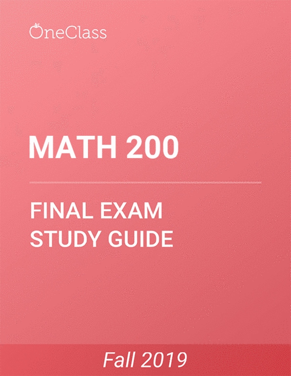 MATH 200 Study Guide Winter 2019, Comprehensive Final Exam Notes