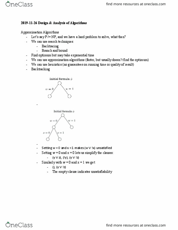 01:198:344 Lecture Notes - Lecture 21: Backtracking, Minimum Spanning Tree, Vertex Cover thumbnail