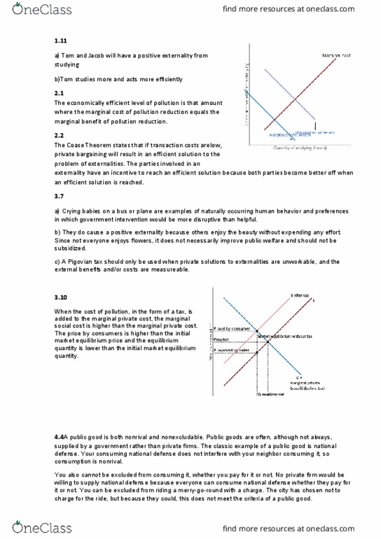 ECON 402 Lecture Notes - Lecture 5: Economic Equilibrium, Pigovian Tax, Coase Theorem thumbnail