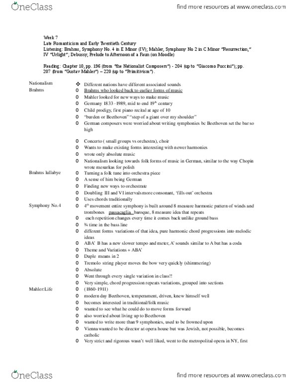 MUSC 102 Lecture Notes - Gustav Mahler, Moodle, Passacaglia thumbnail