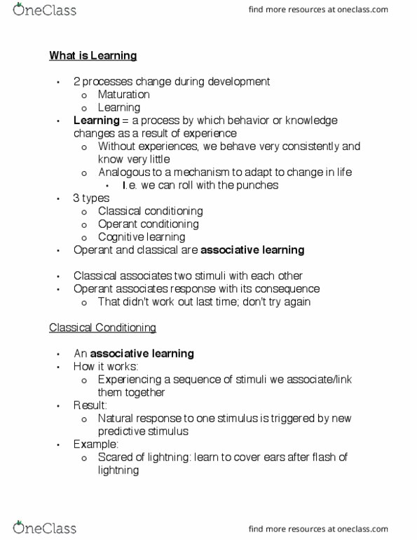 PSYC 1000 Chapter Notes - Chapter 6: Lightning, Classical Conditioning, Operant Conditioning thumbnail