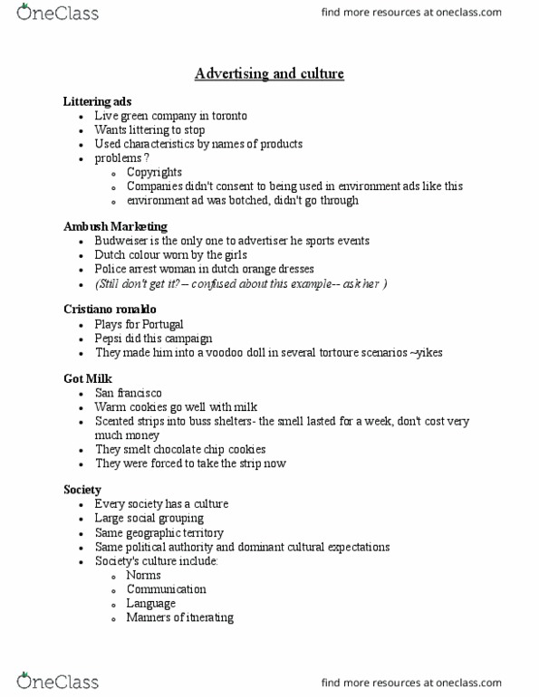 Sociology 2172A/B Lecture Notes - Lecture 20: Cristiano Ronaldo, Chocolate Chip, Mineral Water thumbnail