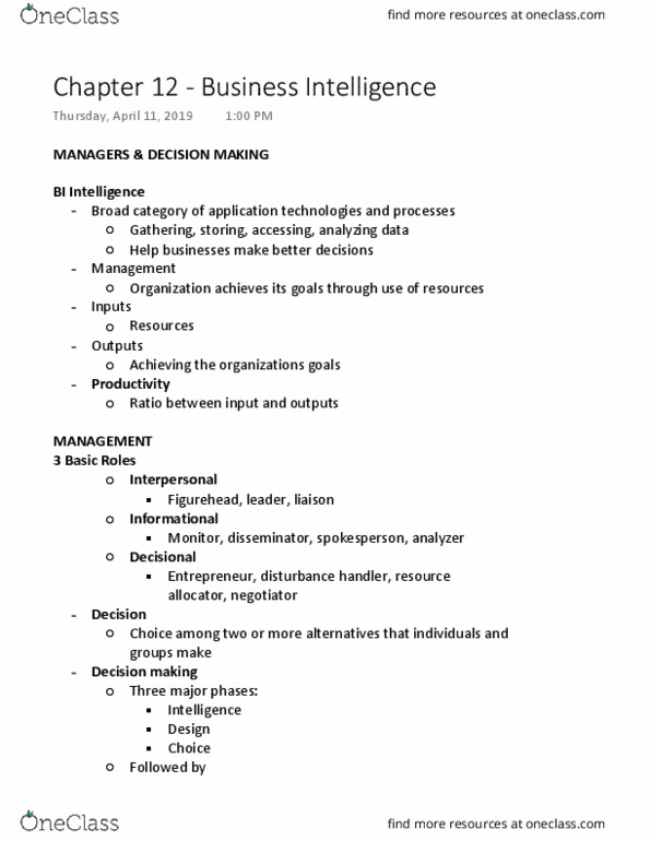 HTI 404 Lecture Notes - Lecture 11: Business Intelligence, Decision-Making, Data Visualization thumbnail