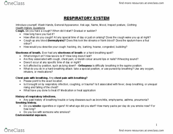 NSE 13A/B Lecture Notes - Lecture 3: Chest Pain, Respiratory Tract Infection, Respiratory Sounds thumbnail