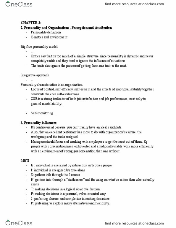 MANA 202 Chapter Notes - Chapter 3-4: Achievement Orientation, Job Satisfaction, Job Performance thumbnail