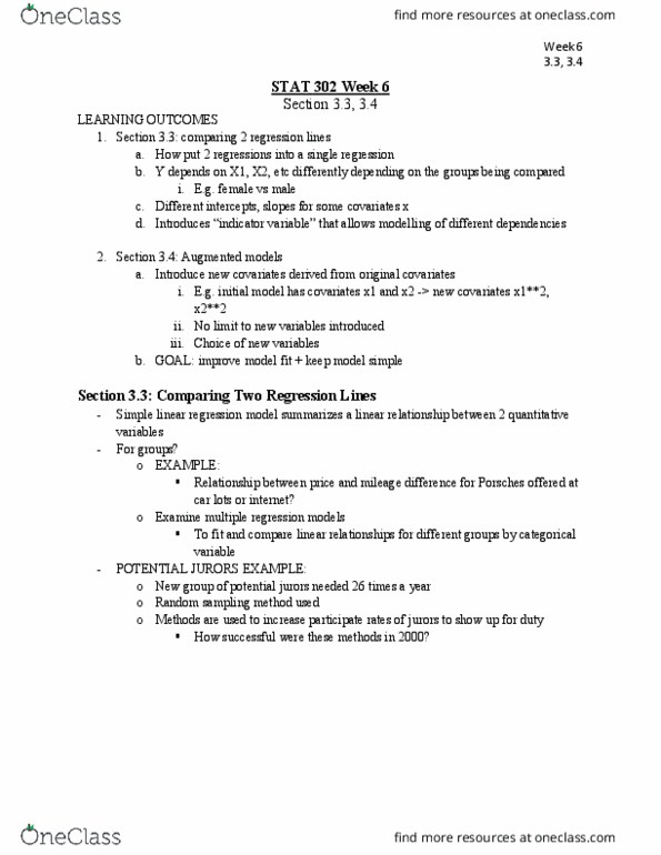 STAT 302 Chapter Notes - Chapter 3: Simple Linear Regression, Regression Analysis, Lincoln Near-Earth Asteroid Research thumbnail