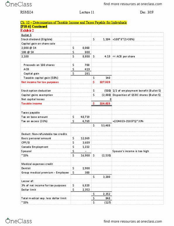 RSM324H1 Lecture Notes - Lecture 11: Dividend Tax, Net Income, Capital Gain thumbnail