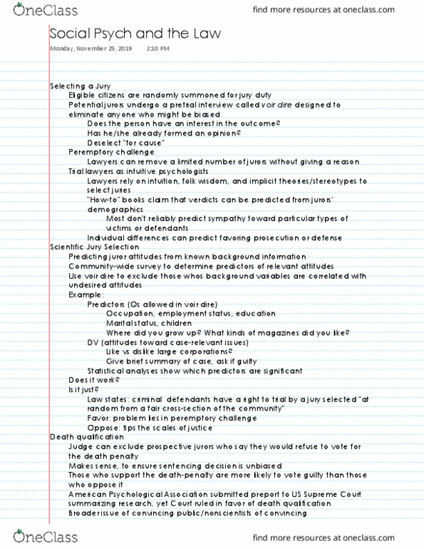 PSC 151 Lecture 14: Social Psych and the Law thumbnail