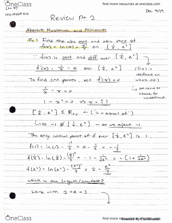 Calculus 1000A/B Lecture 52: Review cont'd cover image