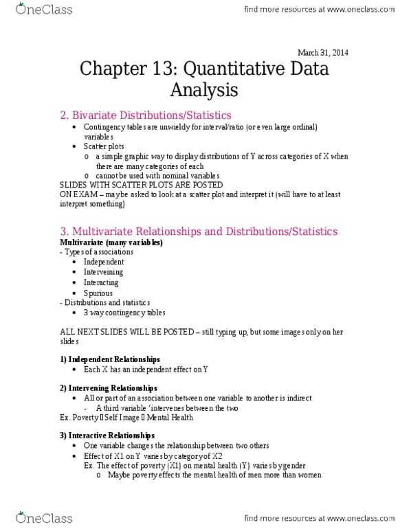 Sociology 2206A/B Lecture Notes - Scatter Plot, External Validity, Internal Validity thumbnail