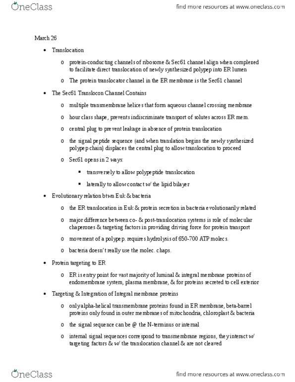 BIOCHEM 524 Lecture Notes - Sec61, Lipid Bilayer, Cell Membrane thumbnail