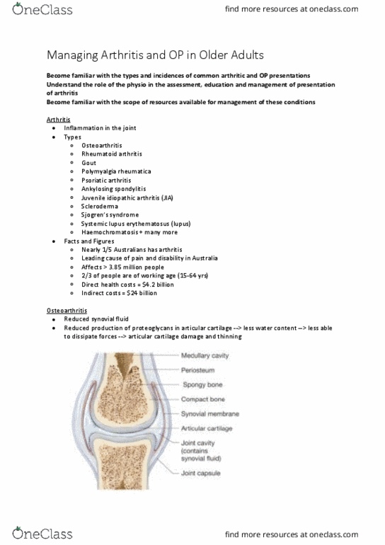 PHTY306 Lecture Notes - Lecture 4: Juvenile Idiopathic Arthritis, Polymyalgia Rheumatica, Ankylosing Spondylitis thumbnail