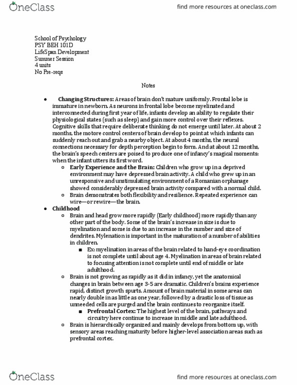 PSY BEH 101D Lecture Notes - Lecture 26: Frontal Lobe, Depth Perception, Psy thumbnail