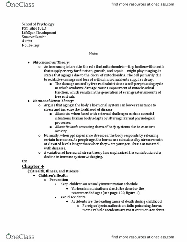 PSY BEH 101D Lecture Notes - Lecture 27: Allostatic Load, Allostasis, Psy thumbnail