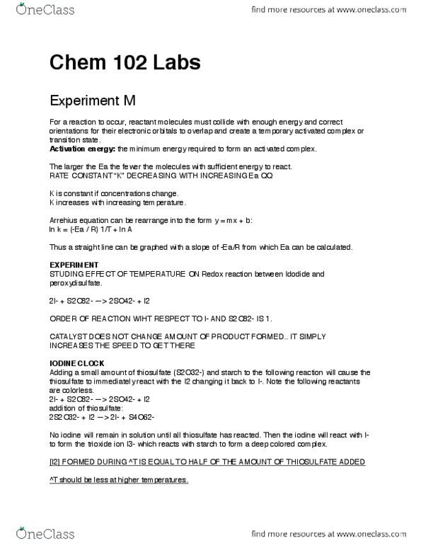 CHEM102 Lecture Notes - Potassium Iodide, Murexide, Potassium Thiocyanate thumbnail