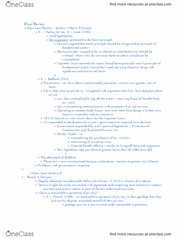 SOCI-303 Lecture Notes - Lecture 30: Harm Principle, Fundamental Justice, Psychoactive Drug thumbnail