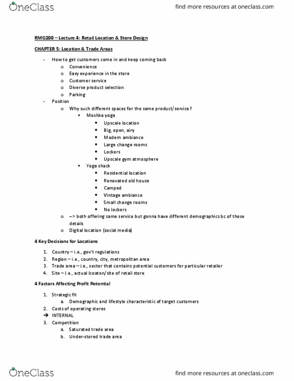 RMG 200 Lecture Notes - Lecture 4: Customer Service, Spatial Analysis, Mini Cd thumbnail