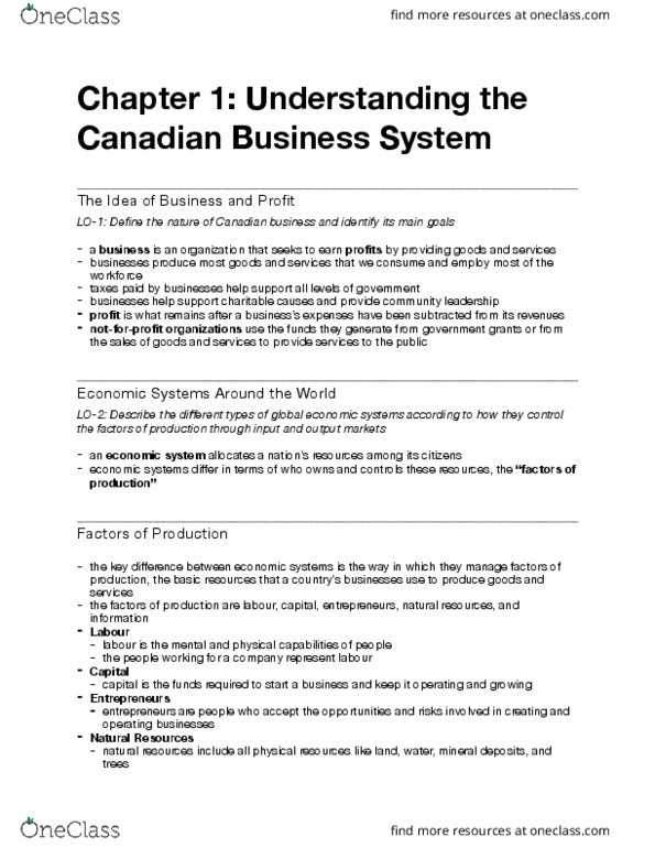 MGMT 1281 Chapter Notes - Chapter 1: Canadian Business, Liquid Oxygen, Retail thumbnail