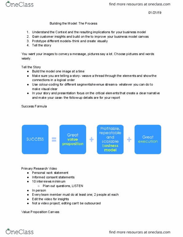 BU121 Lecture Notes - Lecture 5: Elevator Pitch, Business Model Canvas, Informed Consent thumbnail