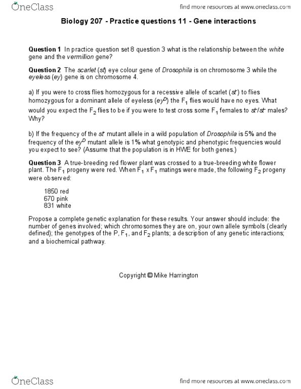 BIOL201 Lecture Notes - Genotype thumbnail