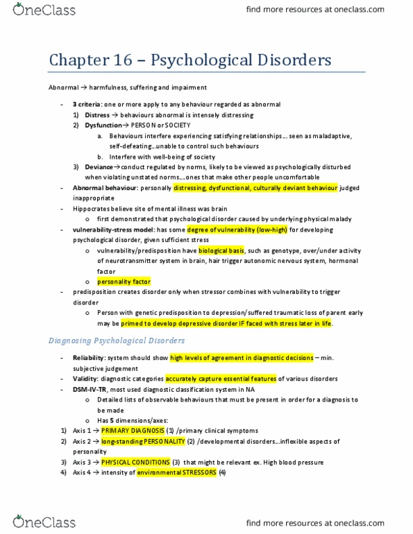 Psychology 1000 Chapter Notes - Chapter 16: Hypertension, Autonomic Nervous System, Genetic Predisposition thumbnail