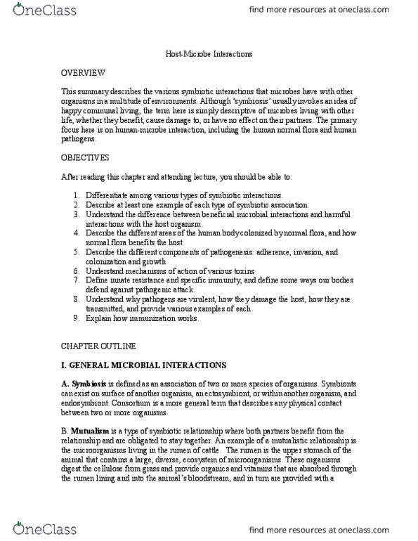 MICRB265 Lecture Notes - Lecture 2: Human Microbiota, Rumen, Microorganism thumbnail