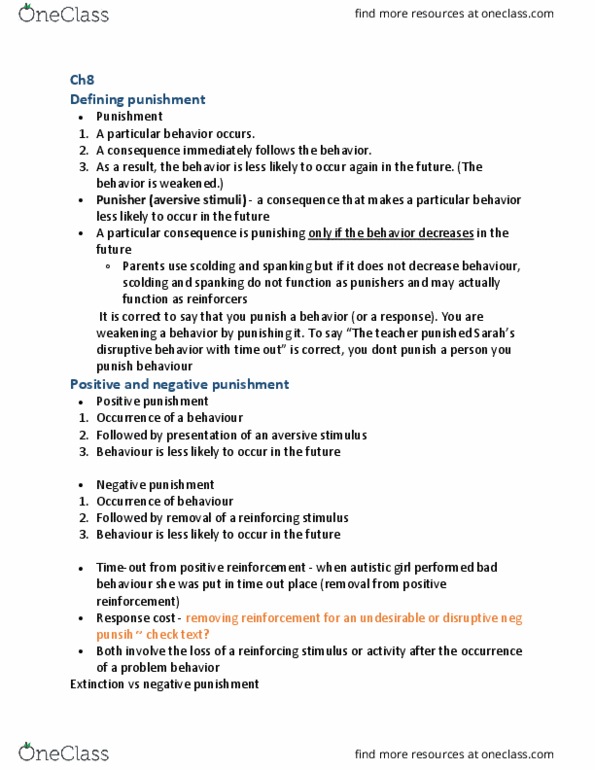 PSYCO282 Chapter Notes - Chapter 8: Reinforcement, Observational Learning thumbnail