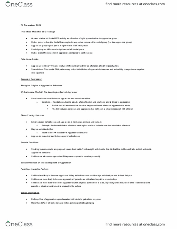 PSYCH 3JJ3 Lecture Notes - Lecture 29: Blame It, Relational Aggression, Birth Weight thumbnail