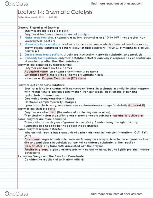 ABI 102 Lecture 14: Enzymatic Catalysis thumbnail