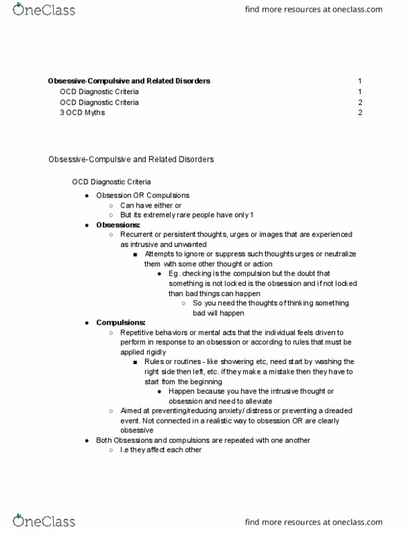 PSY 3171 Lecture Notes - Lecture 9: Intrusive Thought, Heritability thumbnail