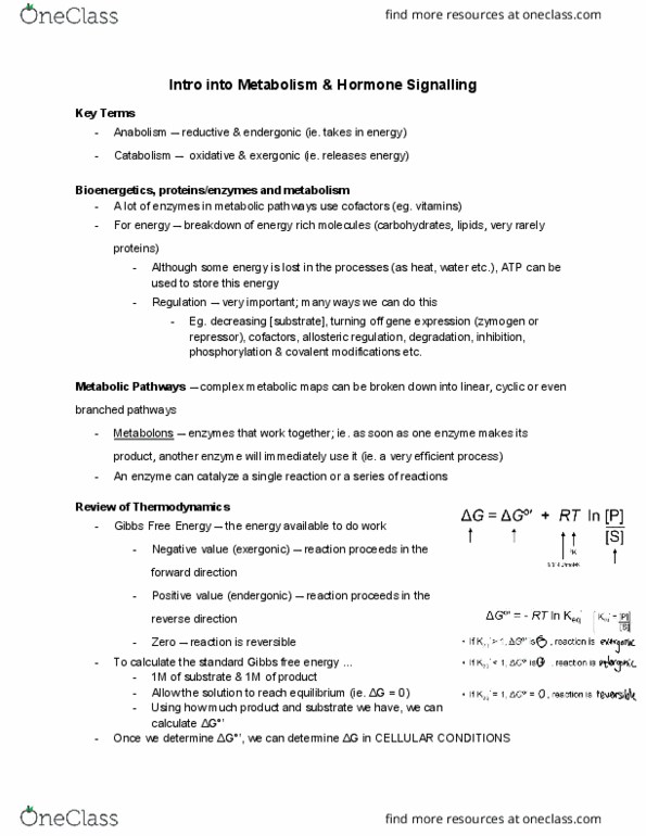 BCH210H1 Lecture Notes - Lecture 23: Gibbs Free Energy, Protein Catabolism, Zymogen thumbnail