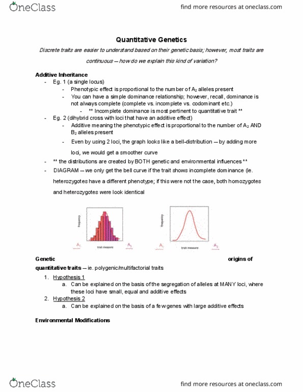 HMB265H1 Lecture Notes - Lecture 12: Quantitative Trait Locus, Dihybrid Cross, Phenotypic Trait thumbnail