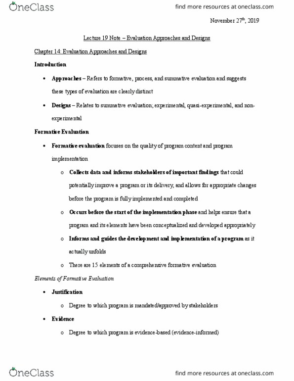 Health Sciences 2250A/B Lecture Notes - Lecture 19: Summative Assessment, Design Of Experiments, Institute For Operations Research And The Management Sciences thumbnail