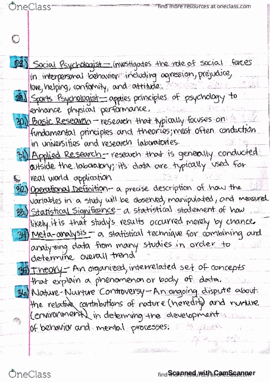 PSYC 2301 Lecture 1: PSYC 2601 Key Terms 28-36 thumbnail