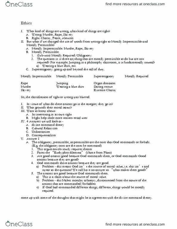 01:790:373 Lecture Notes - Lecture 11: Divine Command Theory, Euthyphro Dilemma, Organ Donation thumbnail