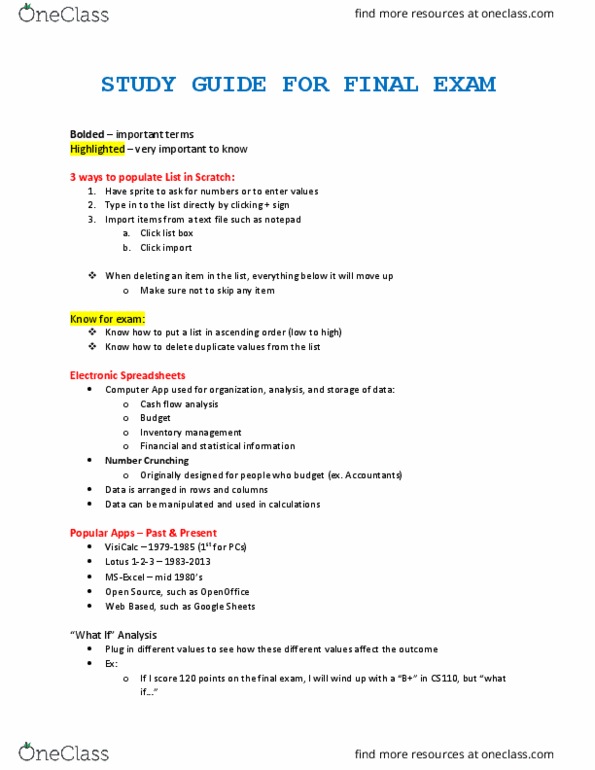 Study Guide Google Doc Template