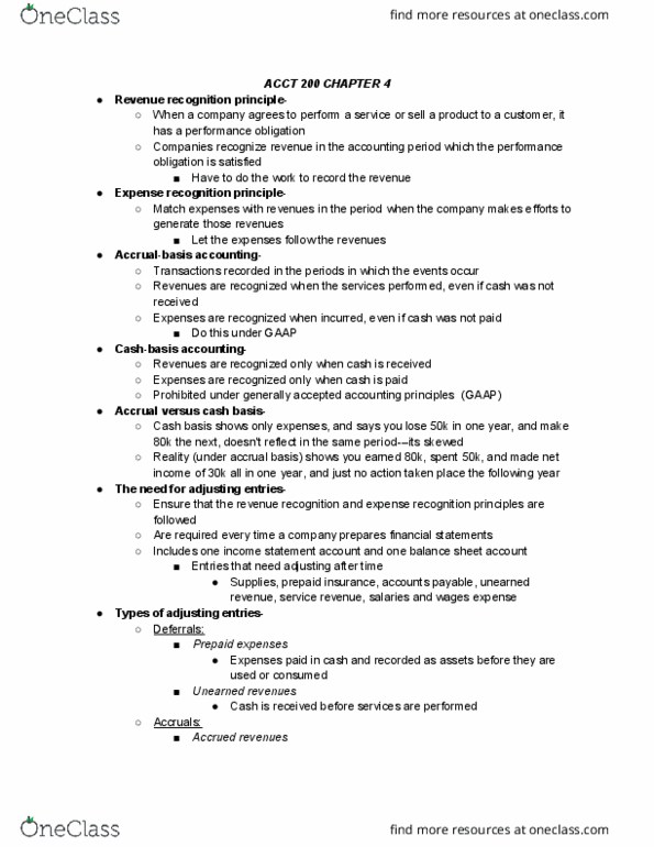 ACCT 200 Lecture Notes - Lecture 4: Accrual, Deferral, Revenue Recognition thumbnail